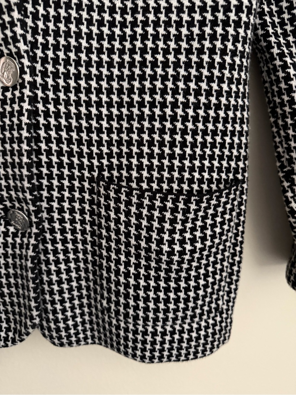 CHAPS Houndstooth 3 Button Casual Blazer Jacket Women's Size Medium Black/White - Picture 3 of 14